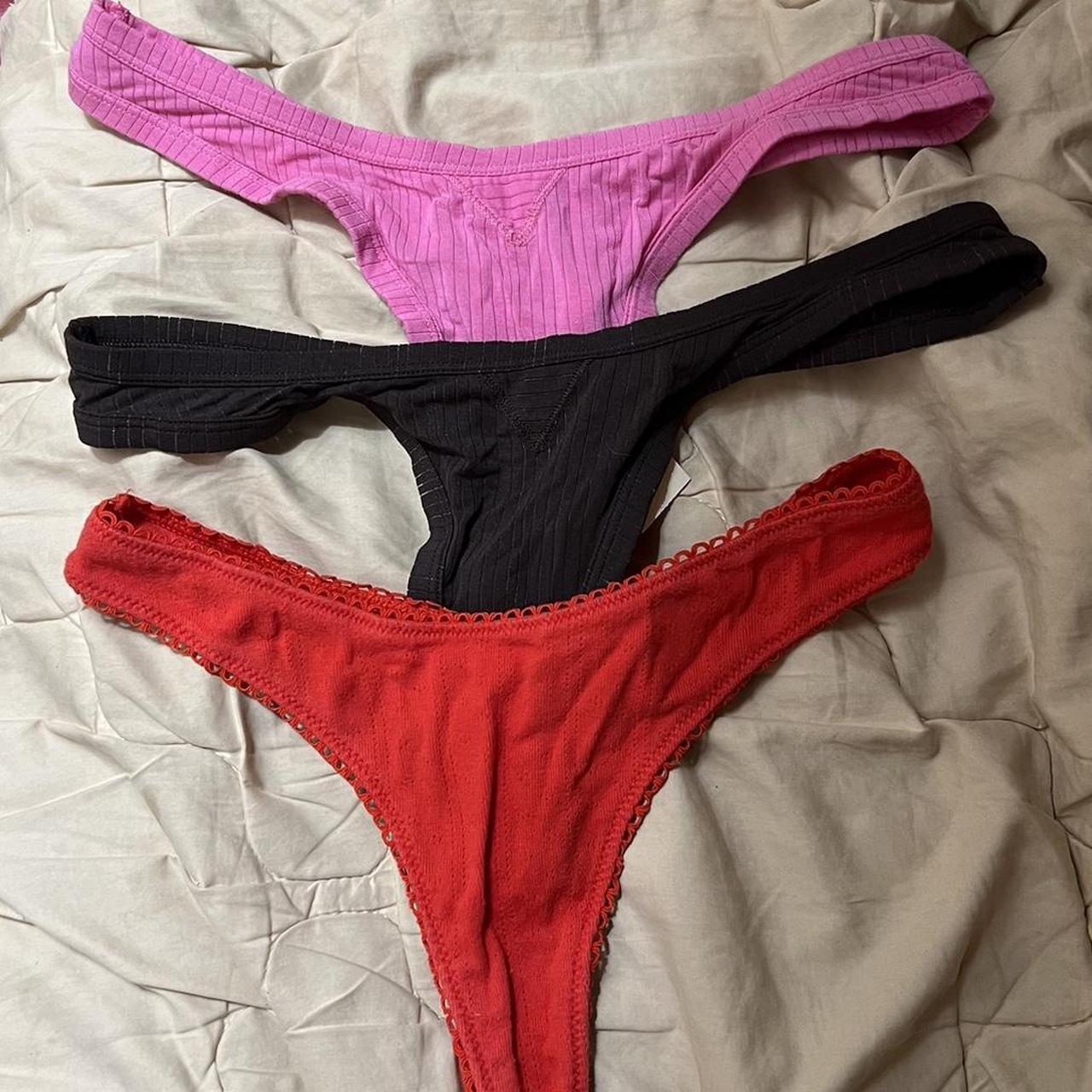 3 pairs of aerie undies pink and red have been... - Depop