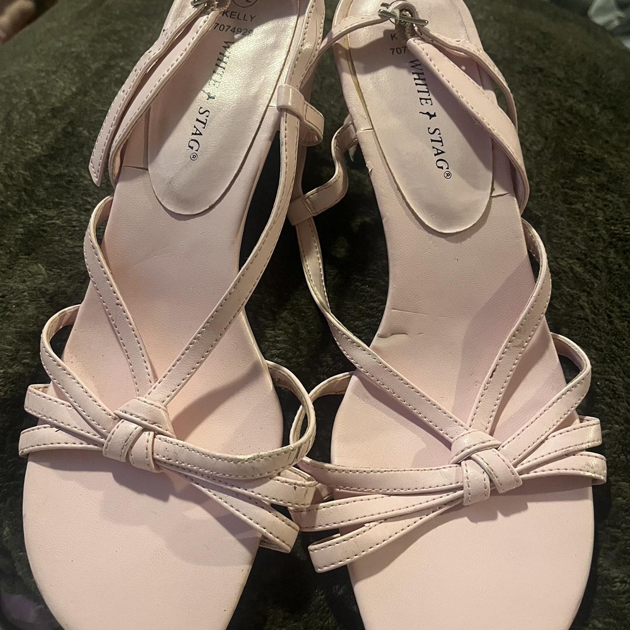 Baby pink kitten heels sandle! Few flaws but so cute! Depop