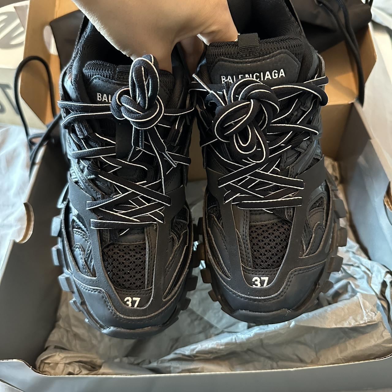 Balenciaga track runners in black. Size 37/ UK4.... - Depop