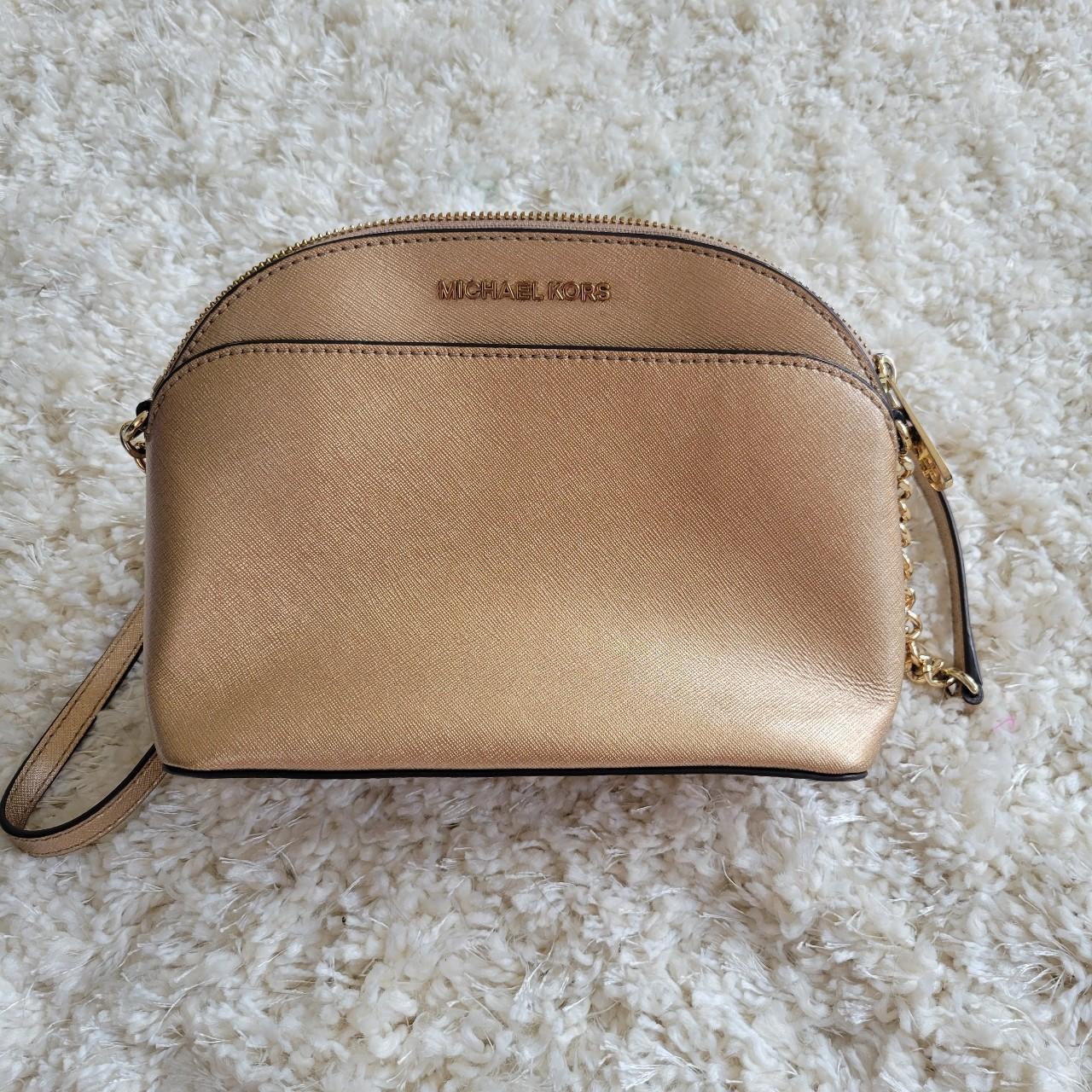 Michael Kors Rose Gold Crossbody Purse with Multiple Compartments