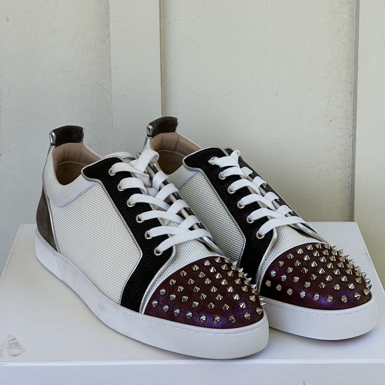 Christian Louboutin Louis Junior Spike-embellished Low-top Trainers in Gray  for Men