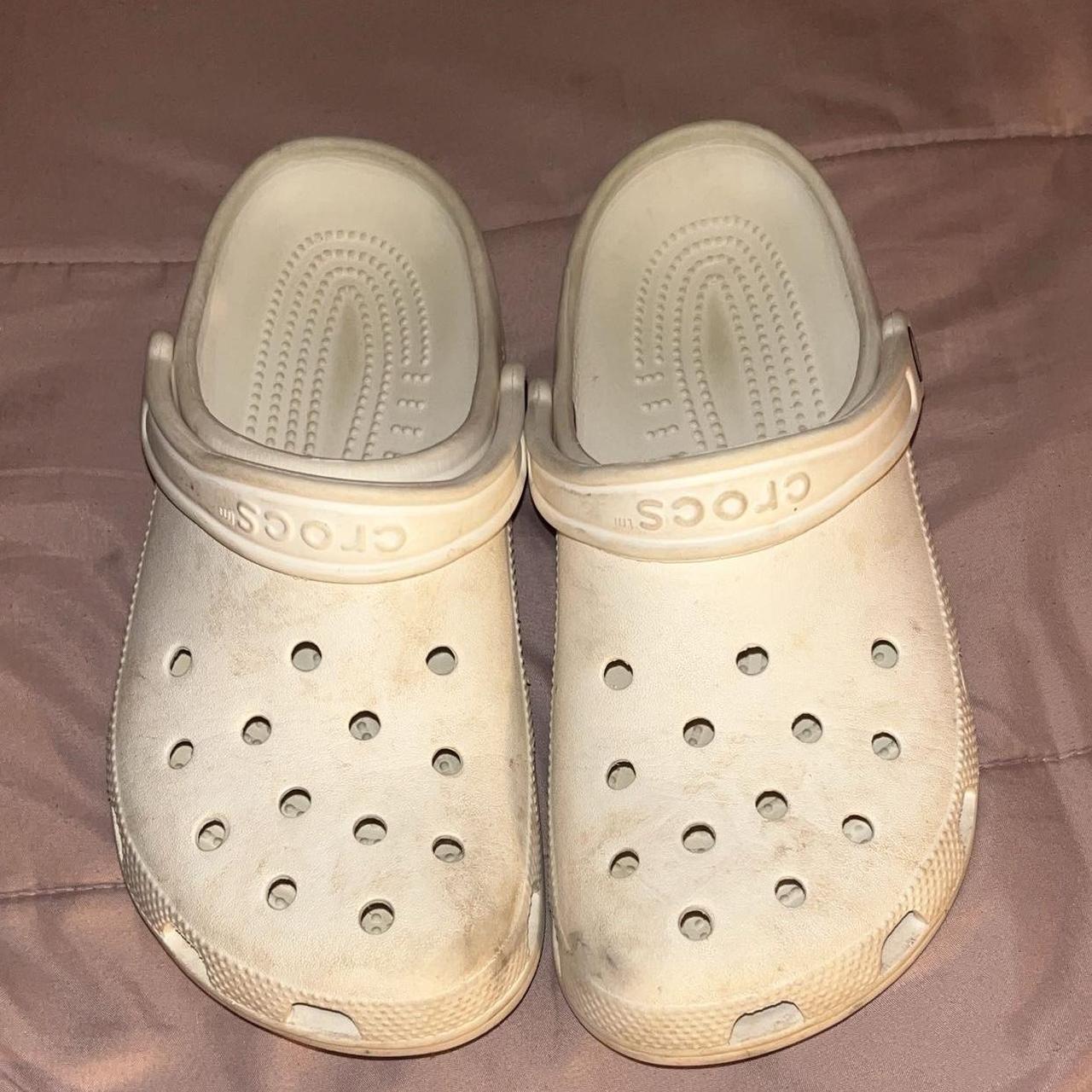 White regular crocs - Depop