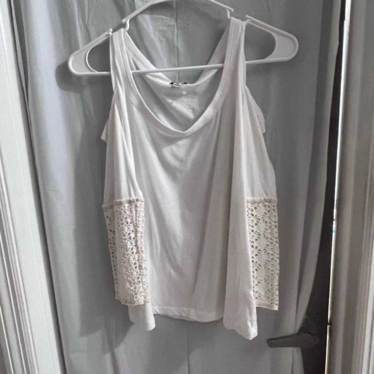 Like new cold shoulder top Eyelet sleeves Scoop... - Depop