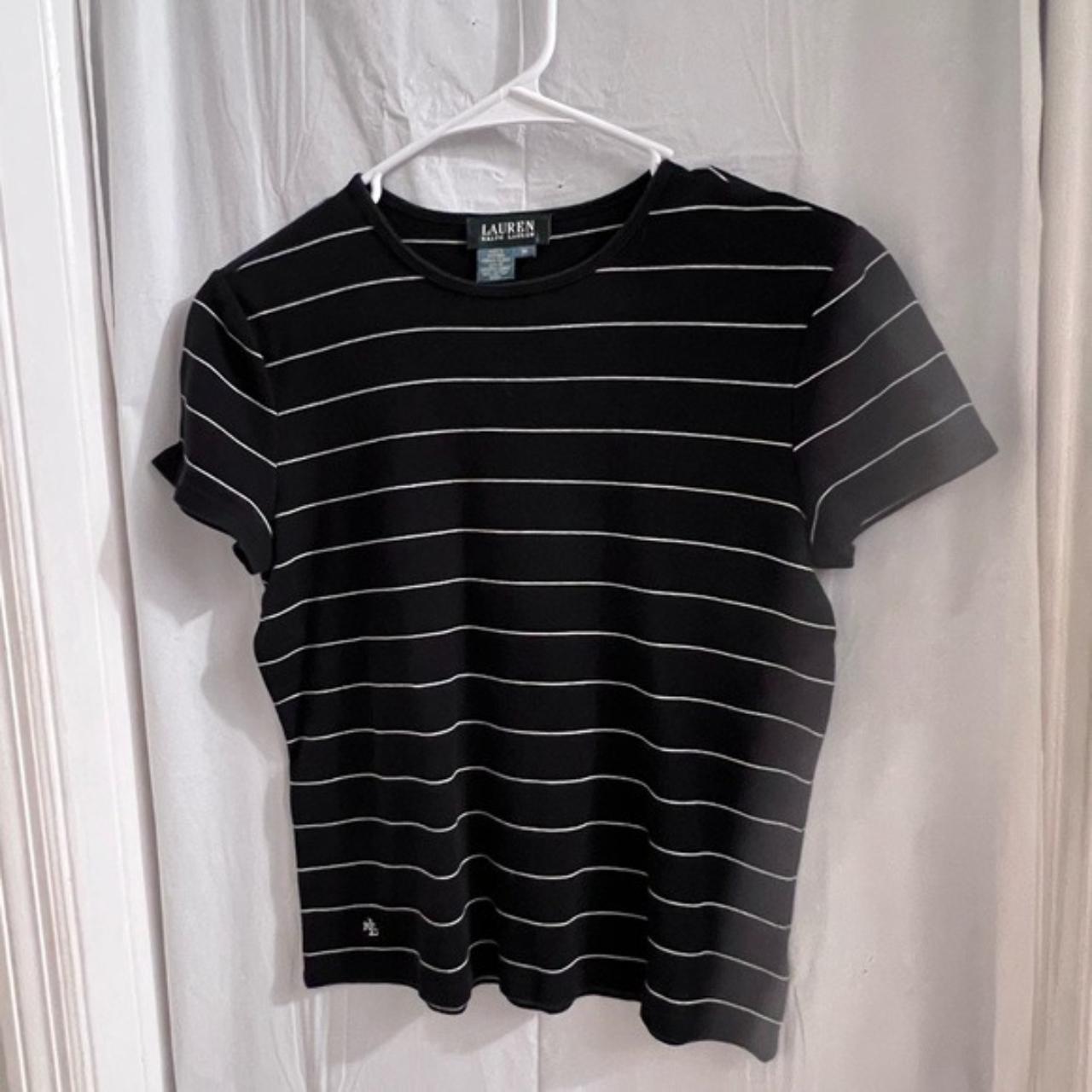 Like new lauren ralph lauren black striped t shirt - Depop