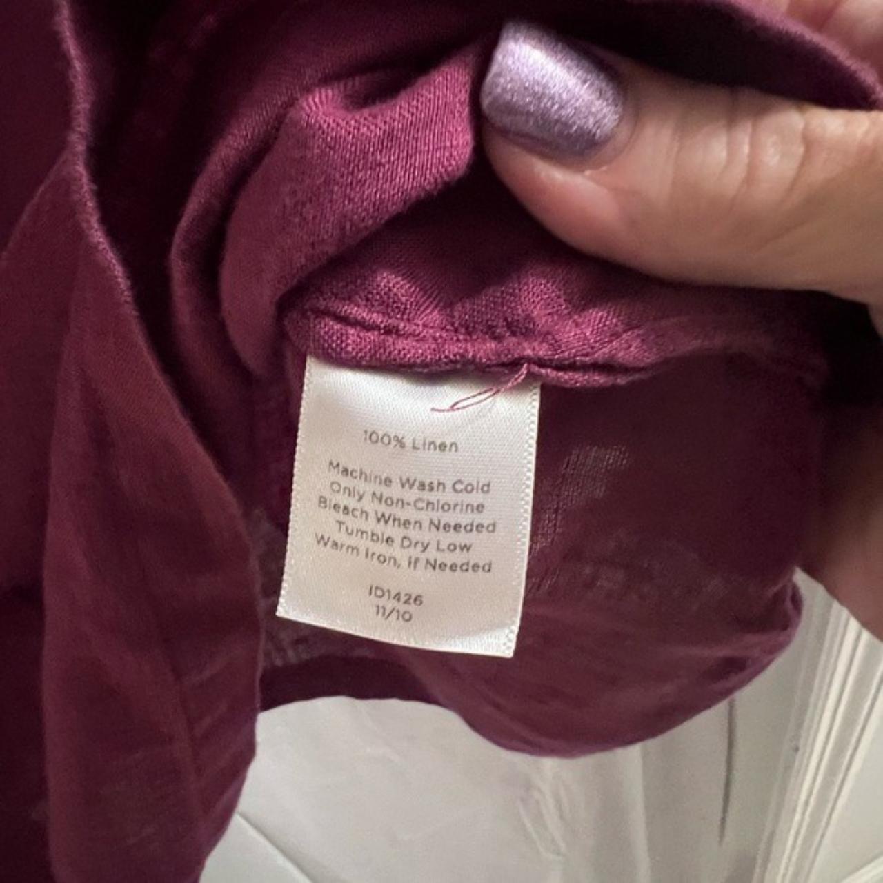 Like new talbots petite purple top 100% linen V... - Depop