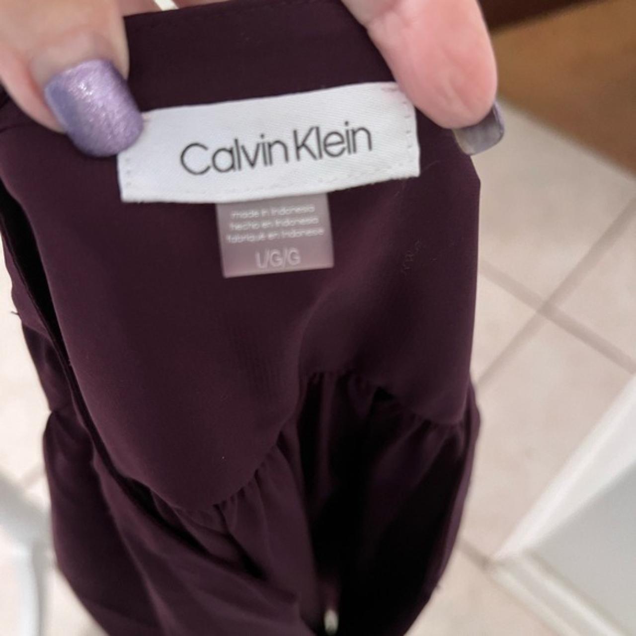 Like new calvin klein purple long sleeve solid crepe... Depop