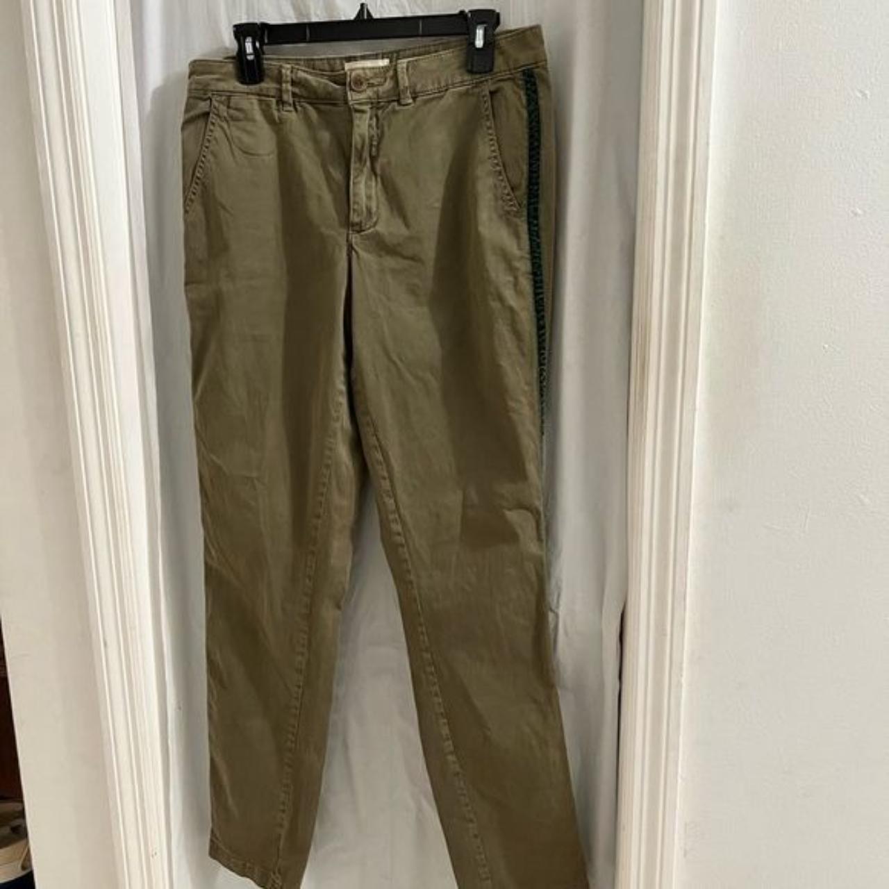 Like new anthropologie green chino pants with tuxedo... - Depop