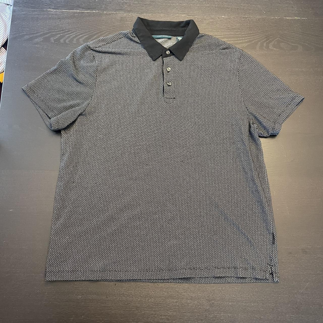 Perry Ellis Men's Black and Grey Poloshirts Depop