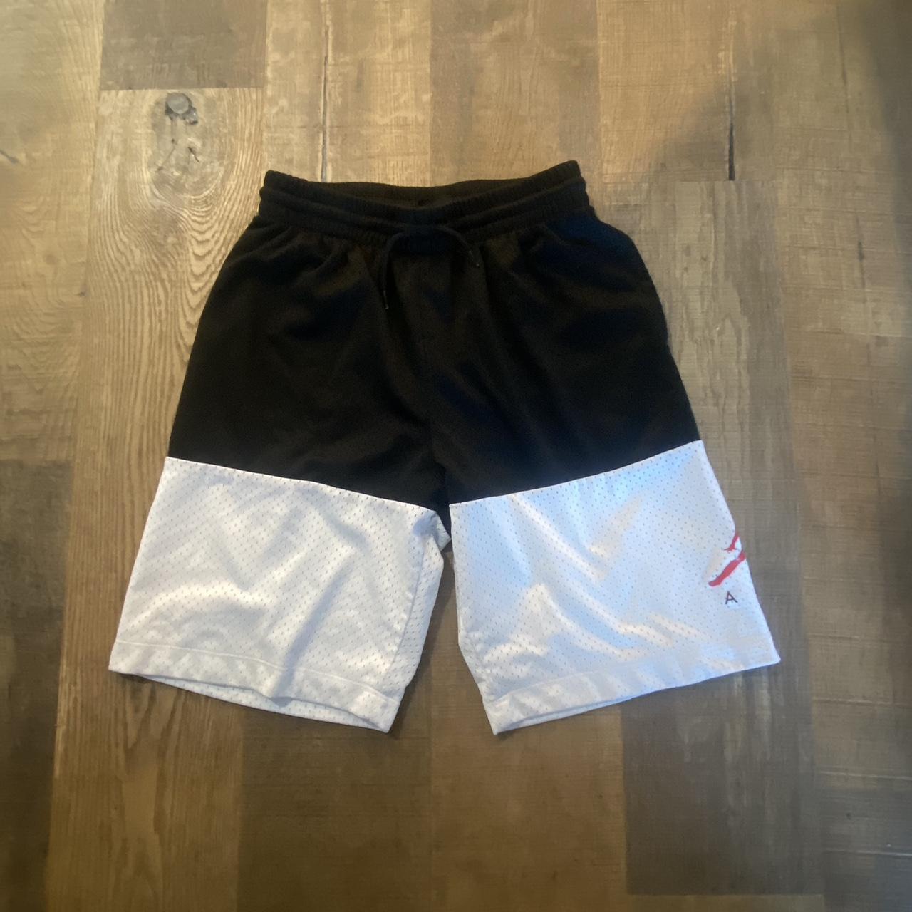 Mesh black and white Jordan shorts 8in inseam Youth... - Depop