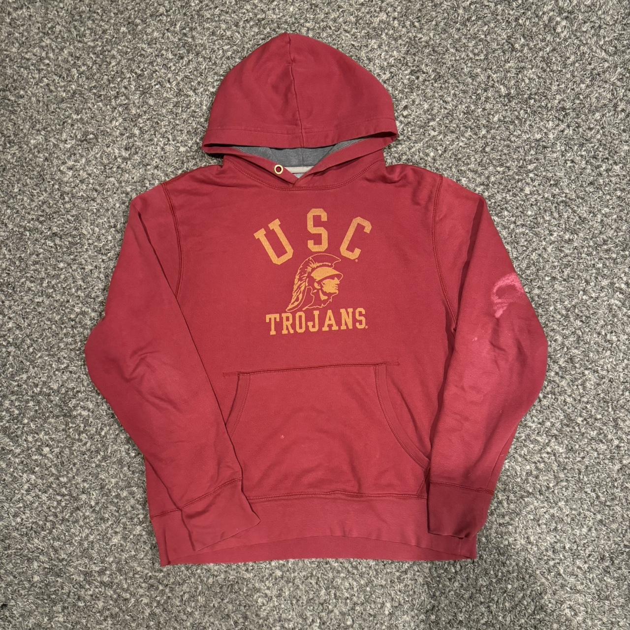 USC TROJANS HOODIE 🤺 SIZE MEDIUM DEFECTS; STAINS... - Depop