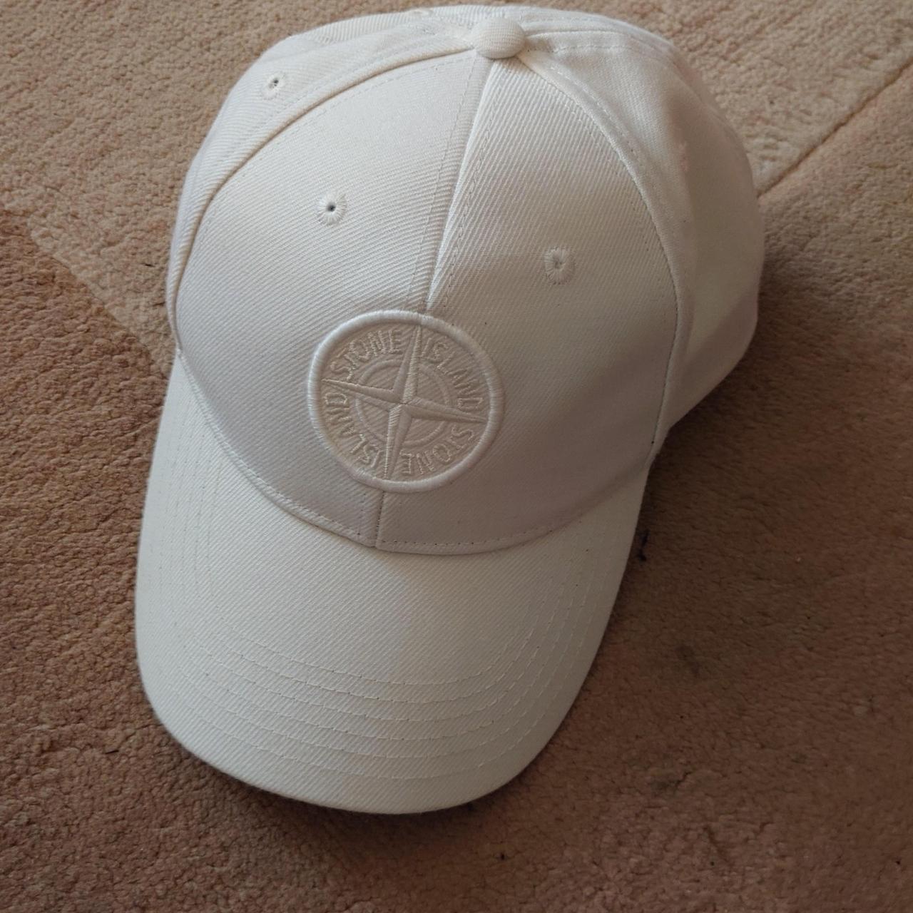 stone island white cap Depop