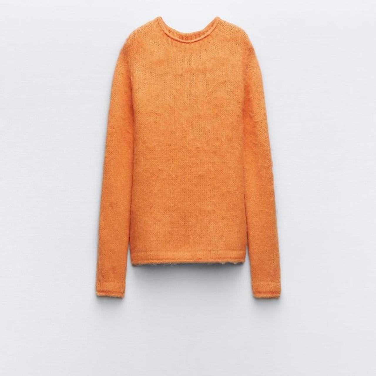 NWT ZARA orange brushed effect knit sweater. Size S