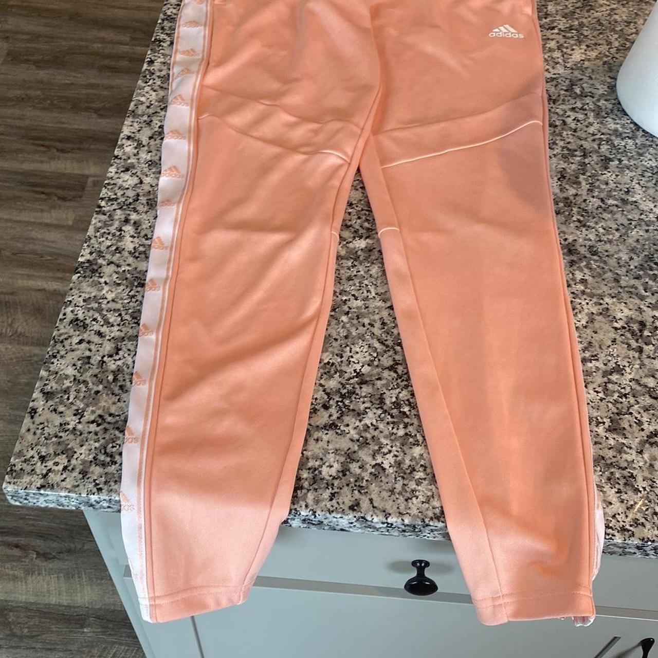 Adidas peach straight leg joggers. Zipper at hem as. Depop