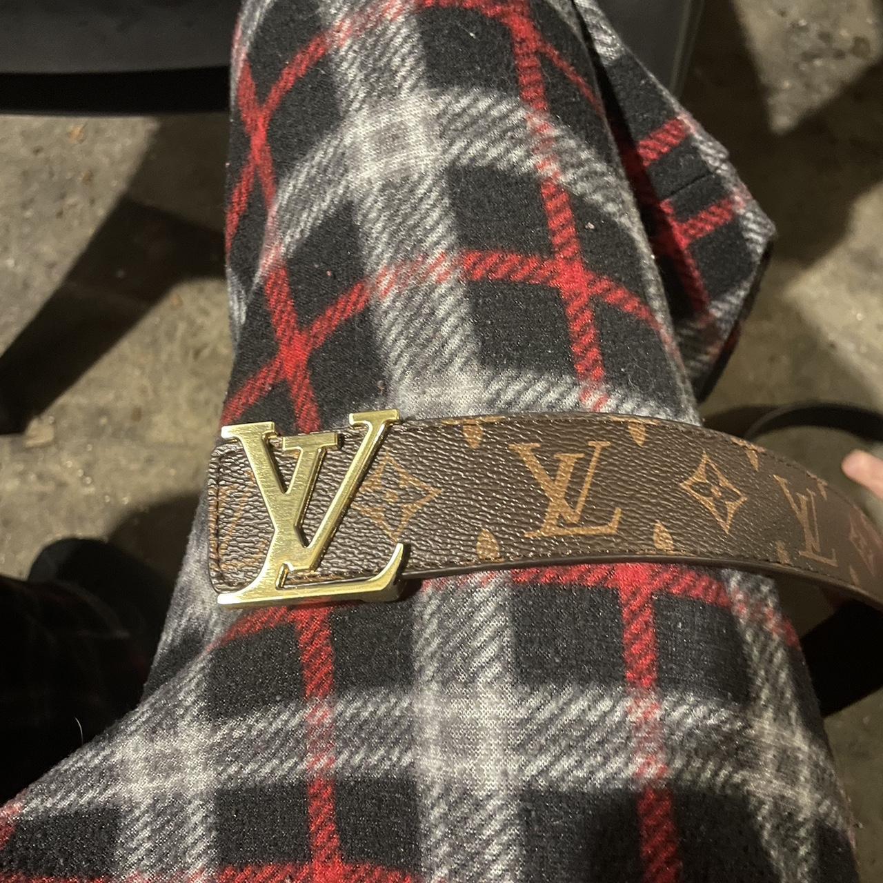 Brown and gold Lv belt worn once has a extra hole - Depop
