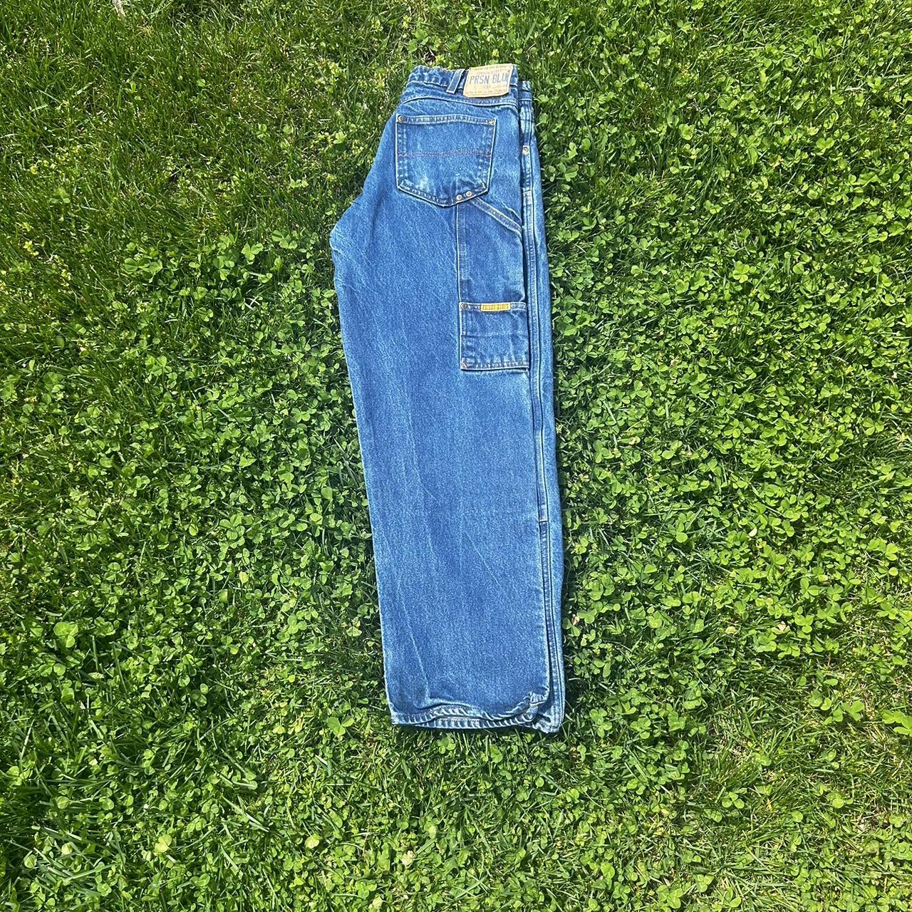 Vintage Double Knee Prison Blue Jeans #y2k #vintage... - Depop