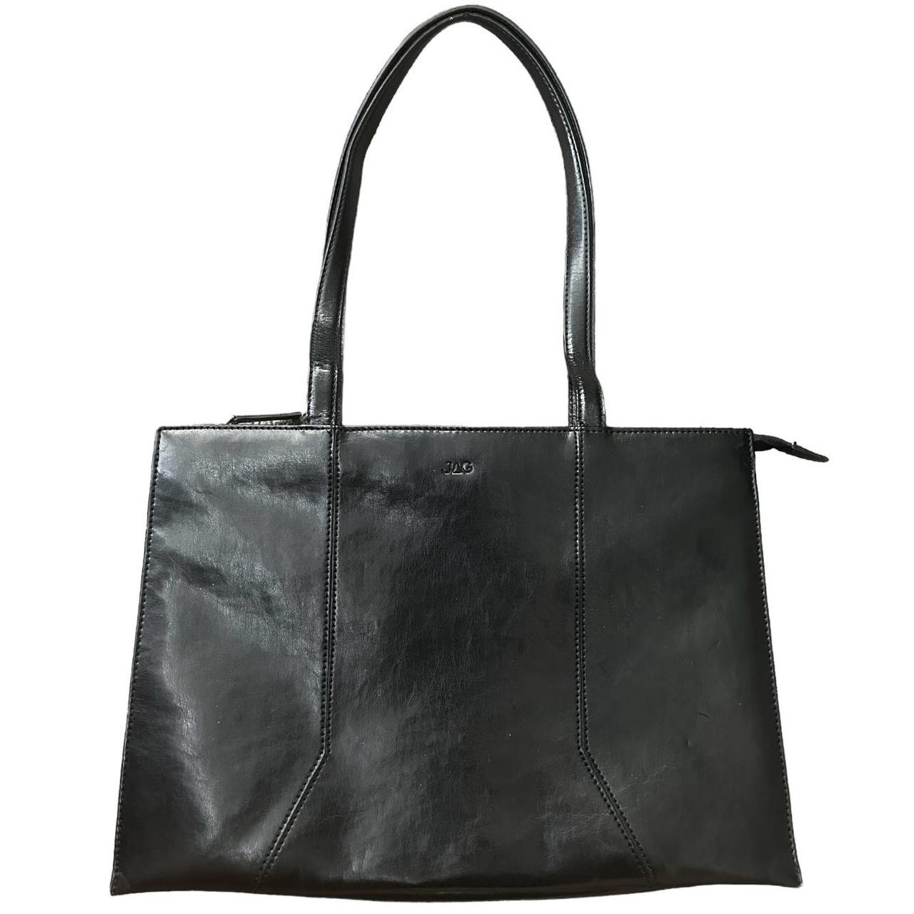 jag • black • vinyl work shoulder bag spacious... - Depop