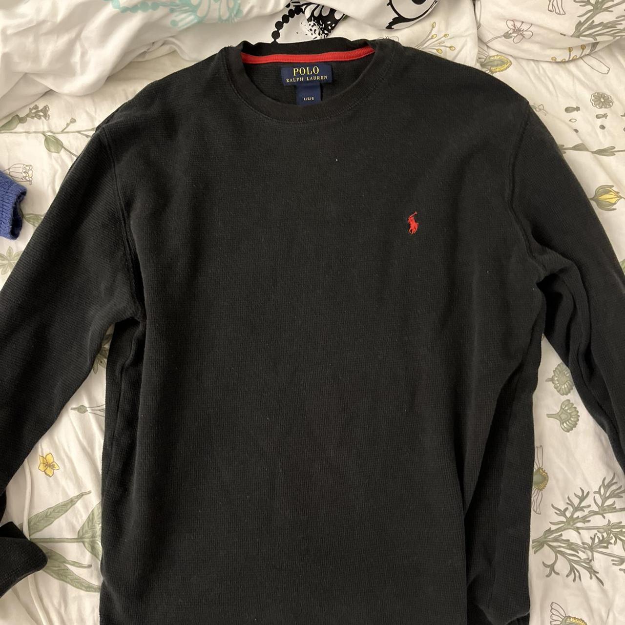 polo Ralph Lauren black long sleeve with red... - Depop