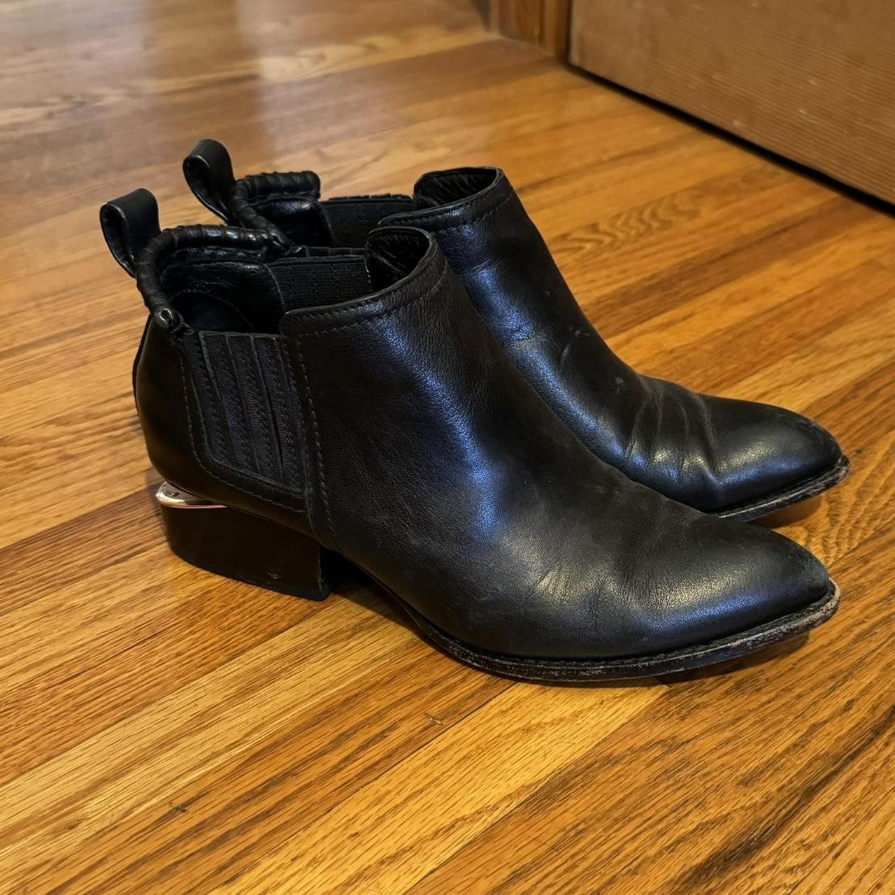 Alexander Wang Kori ankle boots. Knotched heel is. Depop