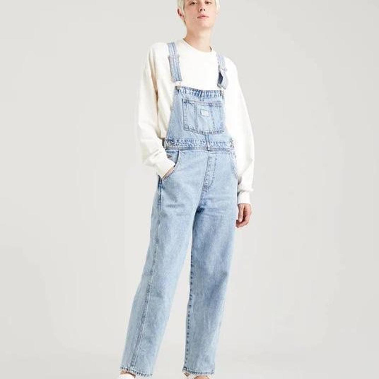 Levi’s denim dungarees in light blue denim. Barely... - Depop