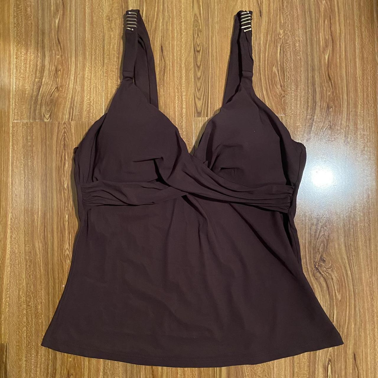 y2k brown tankini top!! such a cute top and has... - Depop