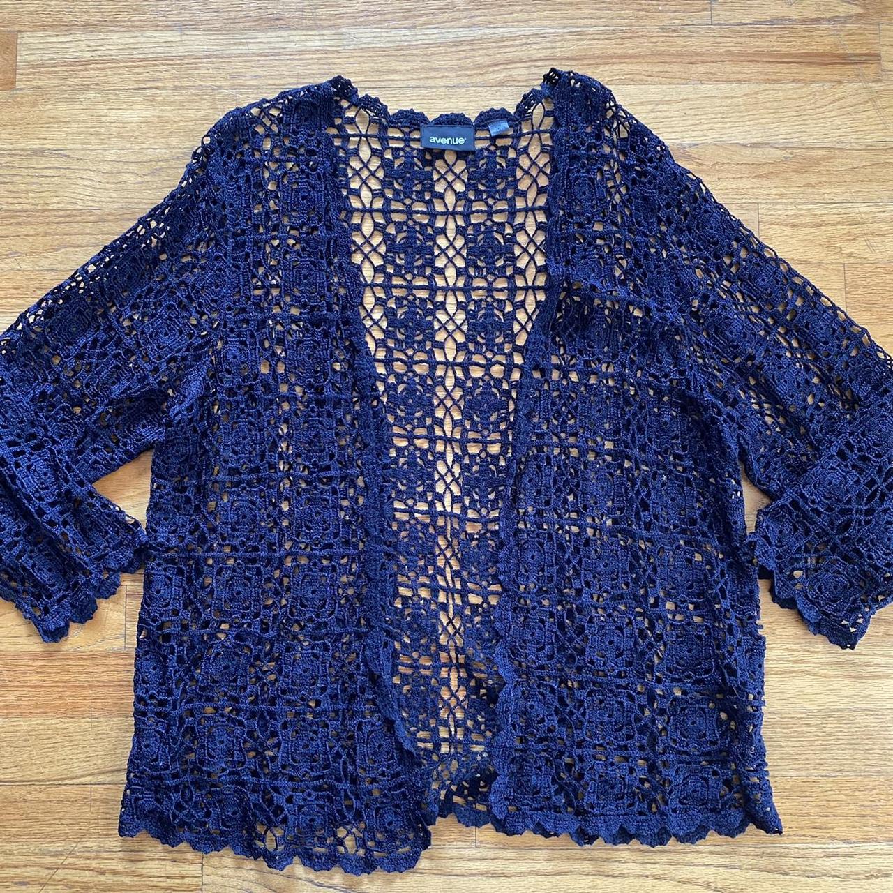 black crochet cardigan perfect for layering fits Depop