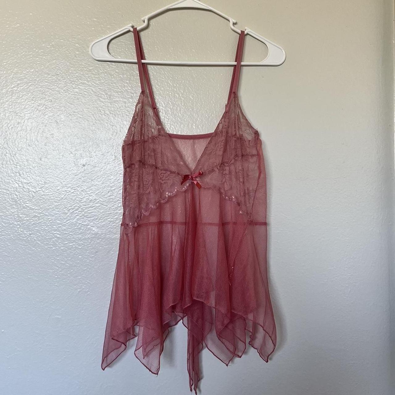 Vintage sheer pink going out top - Depop