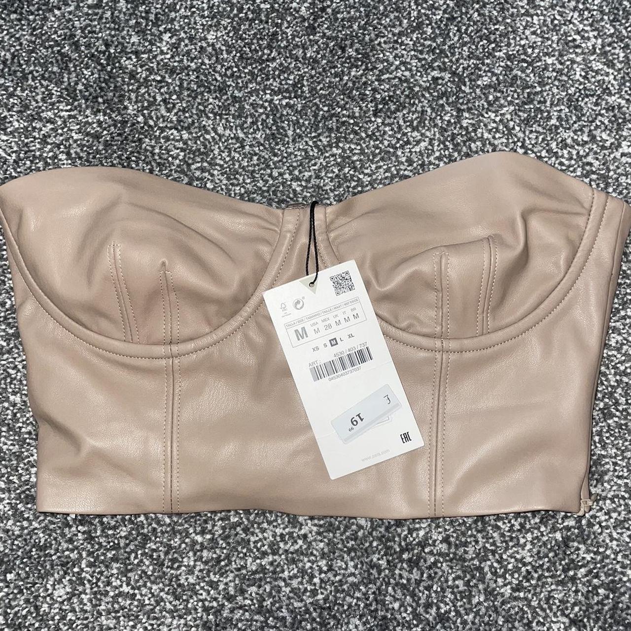 Faux leather bandeau crop top