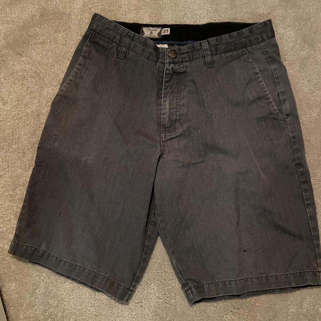 black volcom shorts waist is 31in minor bleach... - Depop