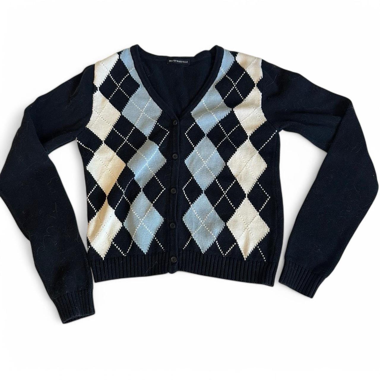 Brandy Melville Women's Cardigan Navy/White S – Brandy