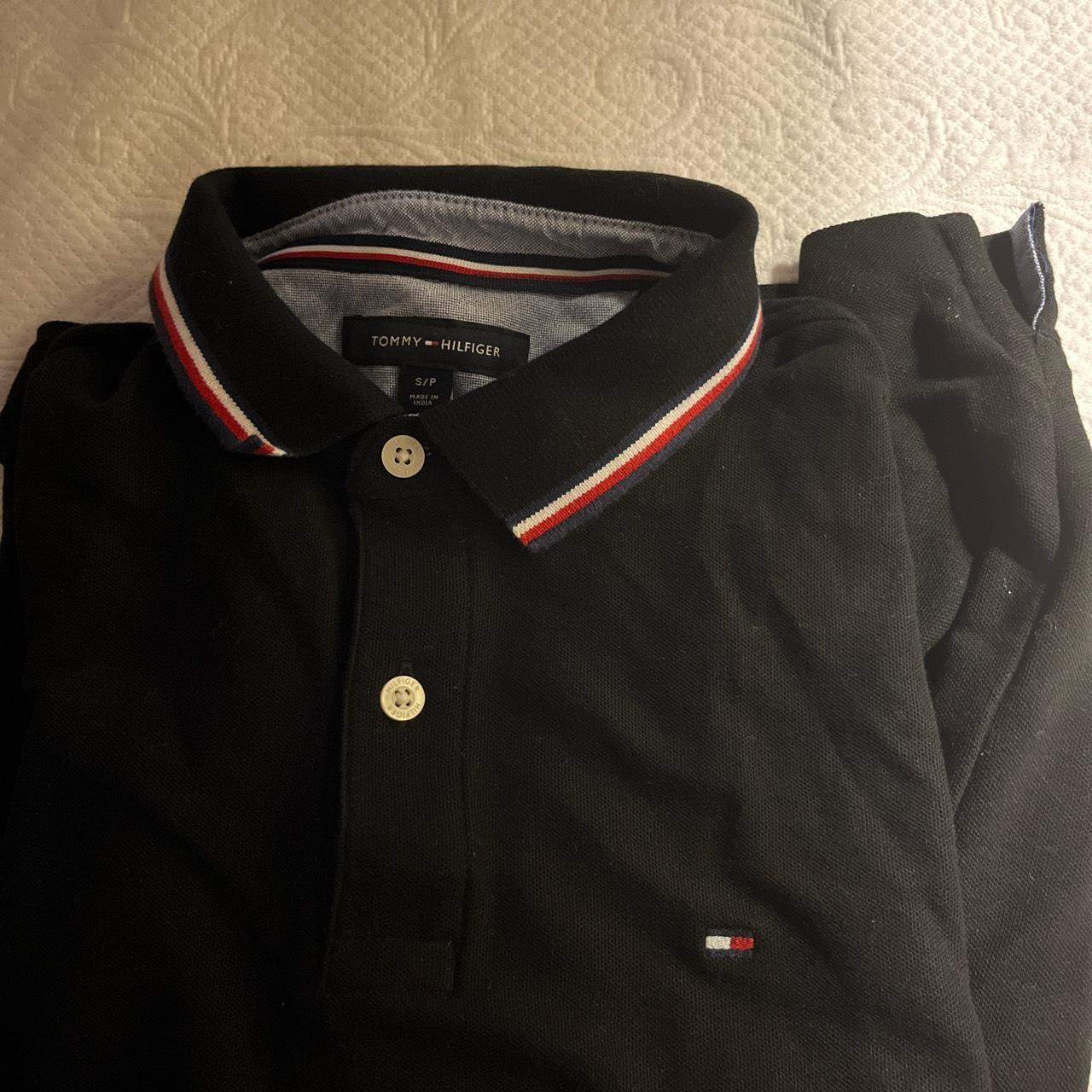 Black Tommy Hilfiger Polo TShirt Depop