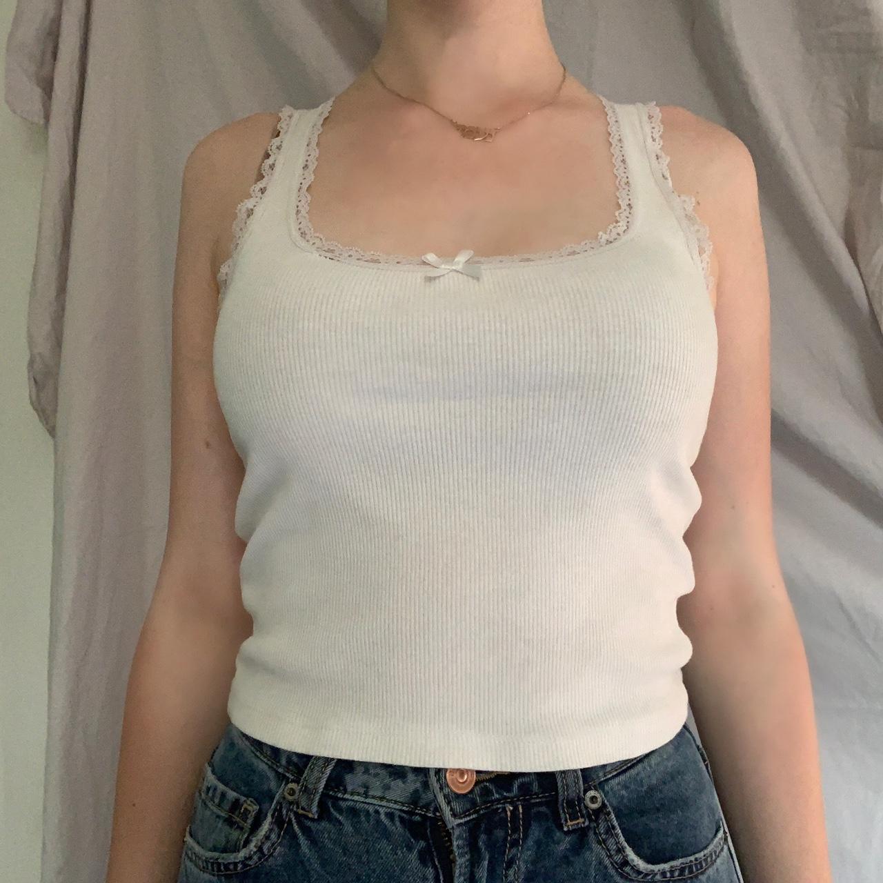 H&M Women's White and Grey Vest Depop