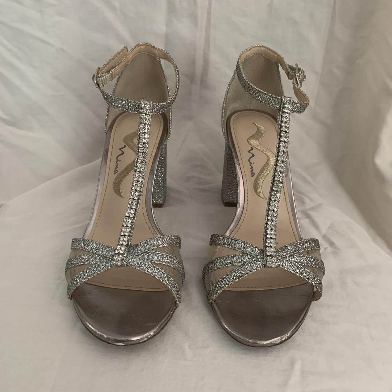 Silver Nina Heels Size 6 Brand is Nina. The shoes... - Depop