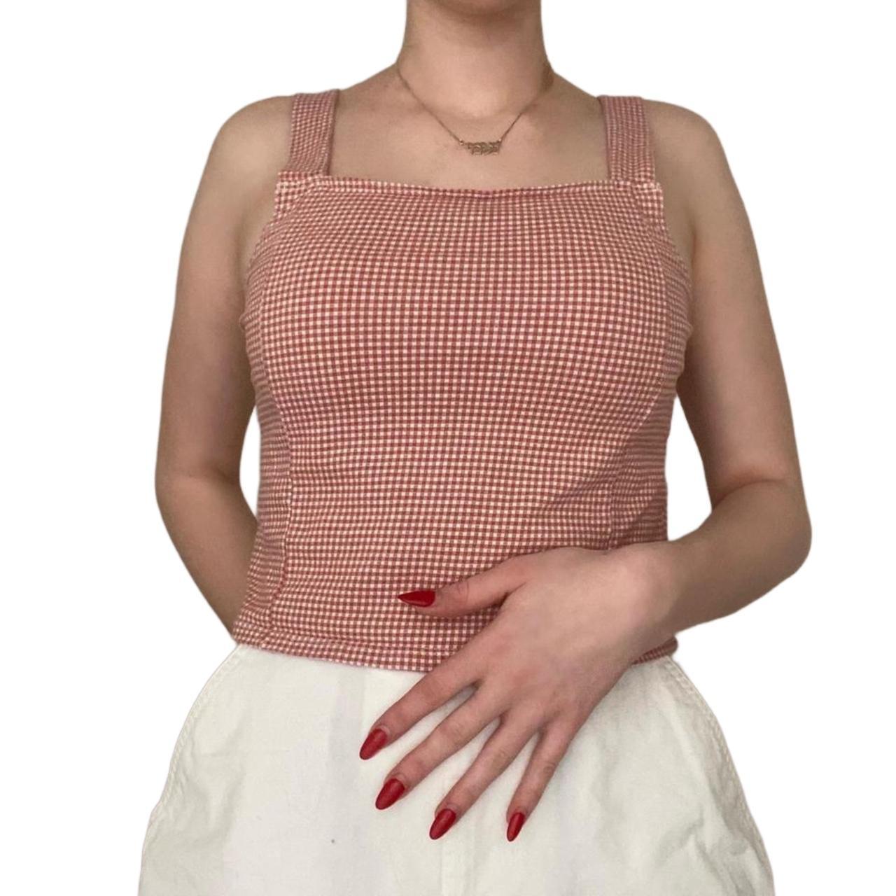 Gingham Top Small Red and White Gingham Top.... Depop