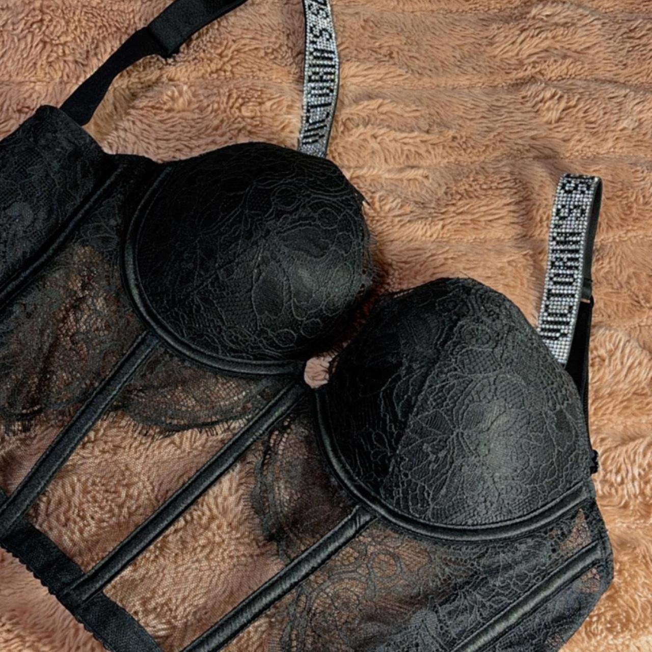 Victoria's Secret black bombshell pushup corset with - Depop