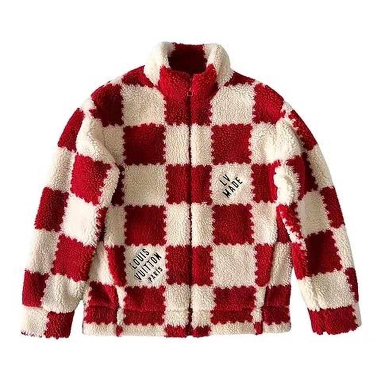 LOUIS VUITTON X NIGO JACQUARD DAMIER FLEECE BLOUSON GARNET RED