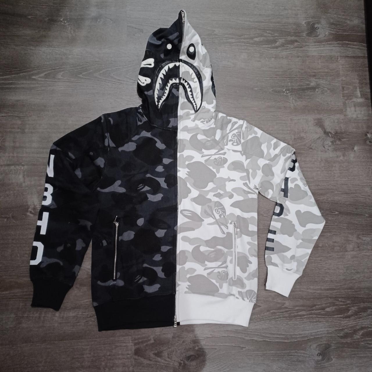 BAPE X NEIGHBORHOOD SPLIT CAMO FULL ZIP SHARK... - Depop