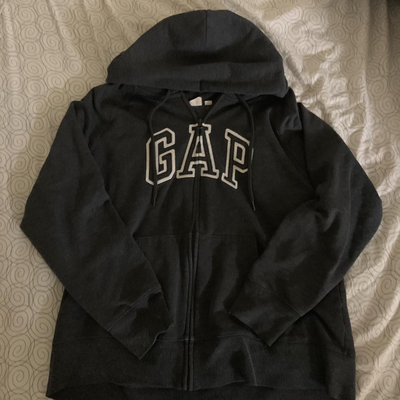Dark grey gap zip up hoodie Size XL Depop