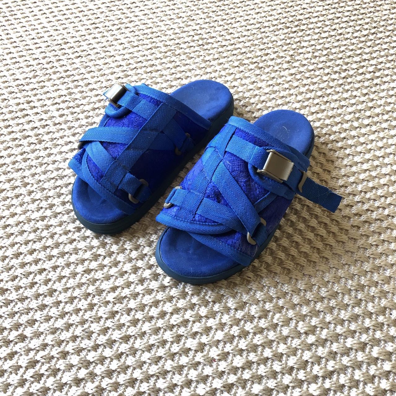 Visvim Men's Blue Slides | Depop