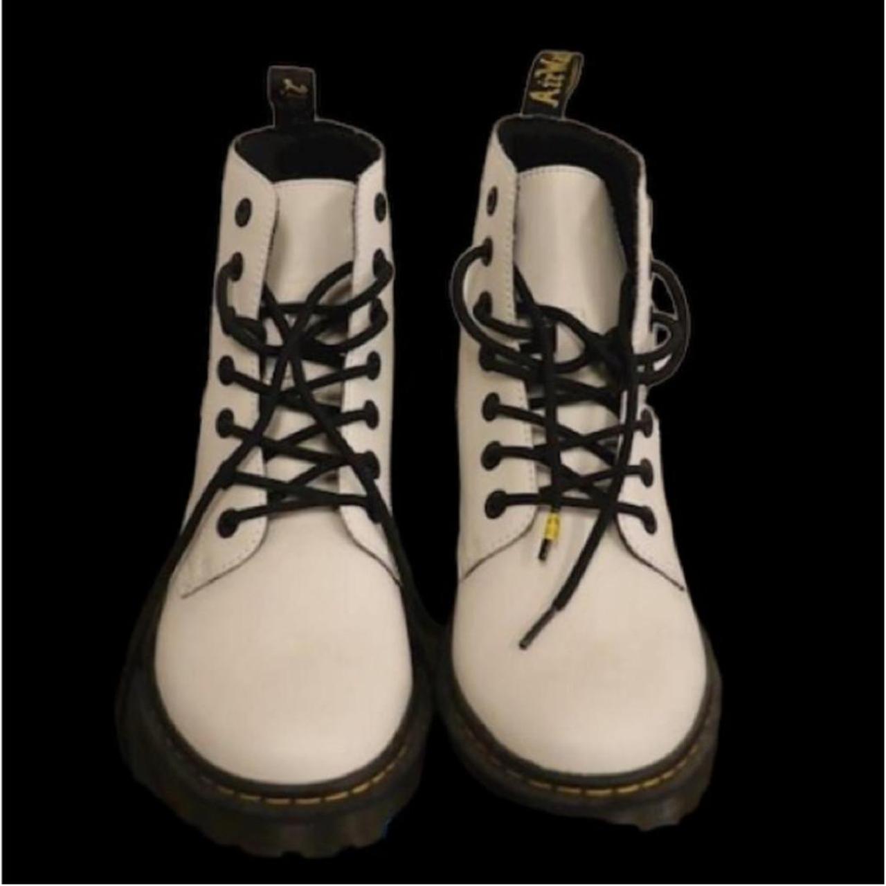 NWT Dr. Doc Martens White 8 Hole Lace Up Boots Shoes... - Depop