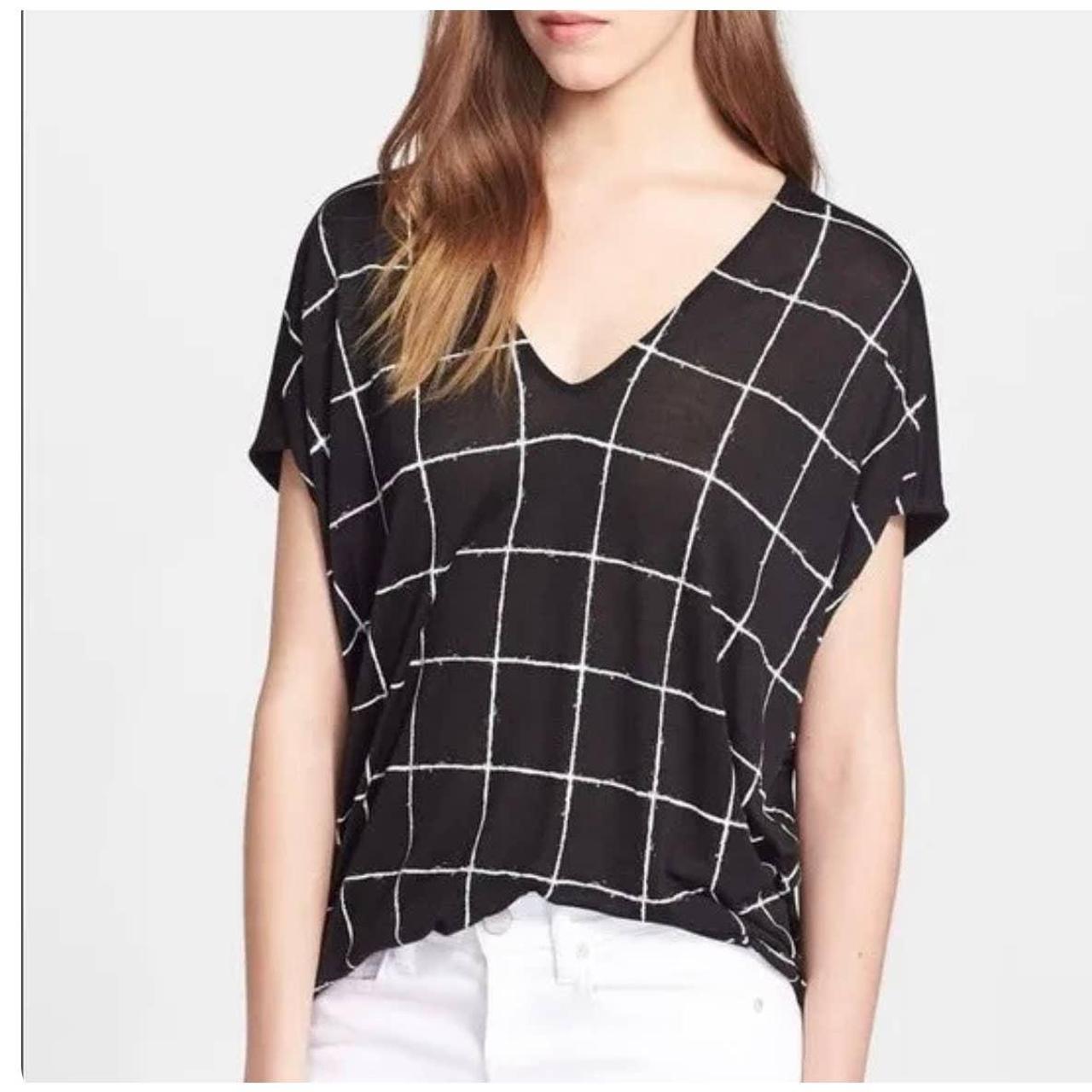 black and white windowpane blouse
