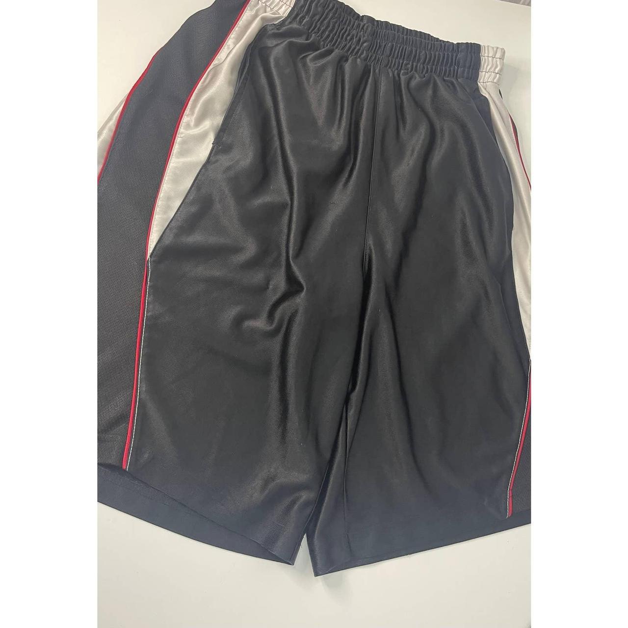 Tek Gear Dazzle Basketball Shorts Silky Shiny Reversible Red Silver Large