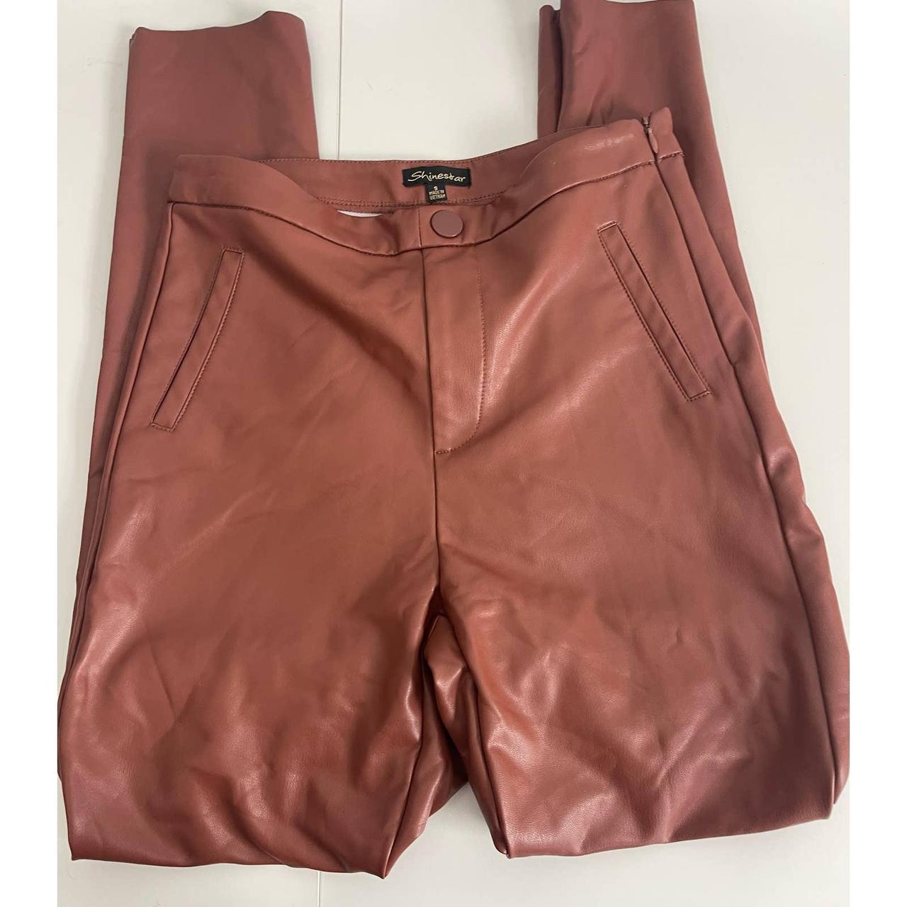 Shinestar Size XL Faux Leather Pants Zip Belt Inseam 27” Pocket #1401 | eBay