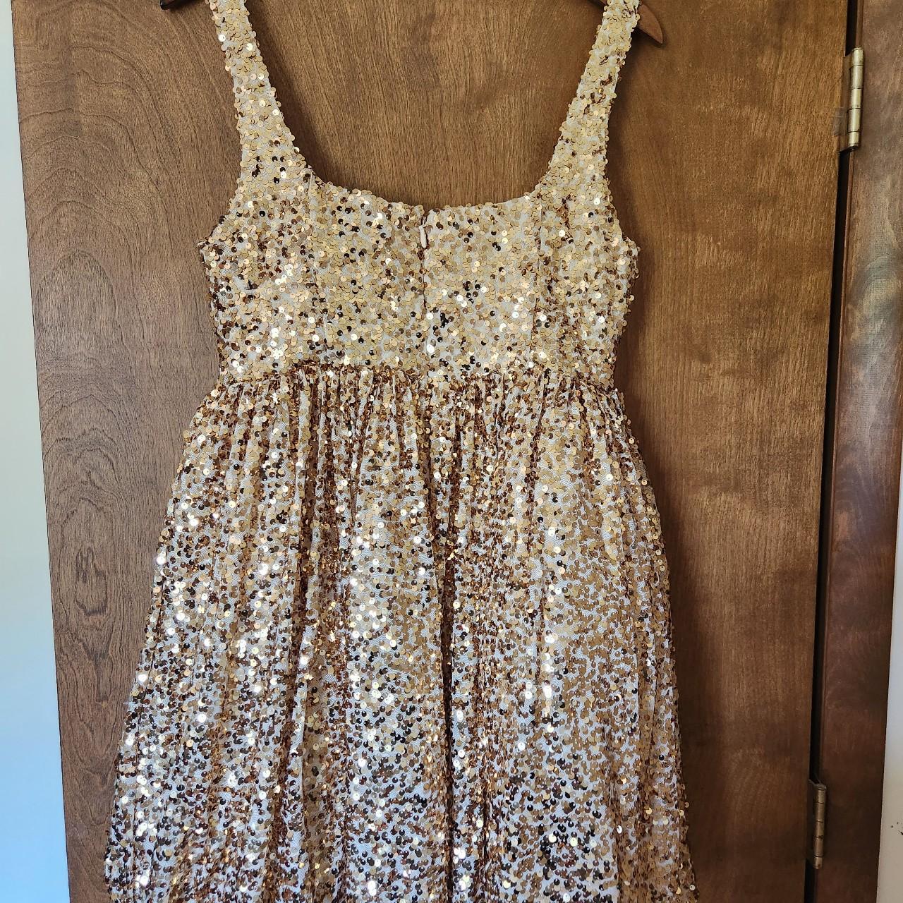 GOLD SEQUIN DRESS BRAND: BAND OF STARS SIZE US 8, UK... - Depop