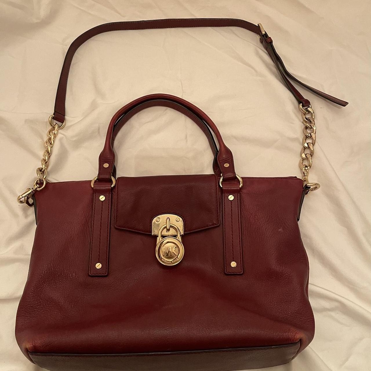 Michael Kors Tote in brown monogram red burgundy lining Luxury Bags   Wallets on Carousell