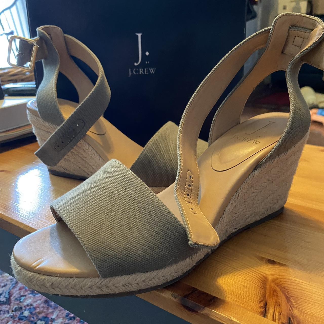 J.Crew Women's Khaki and Green Espadrilles Depop