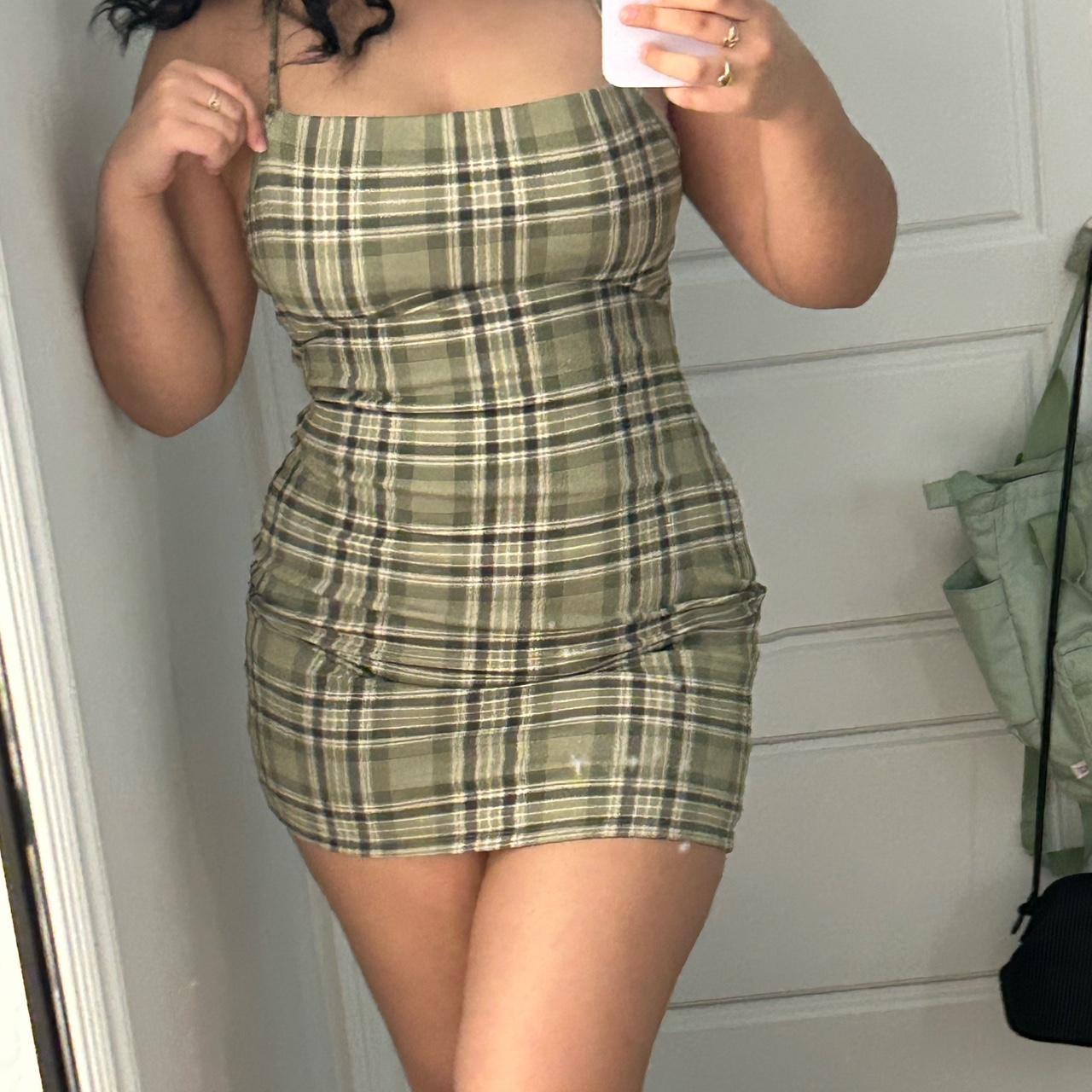 Light green flannel bodycon dress