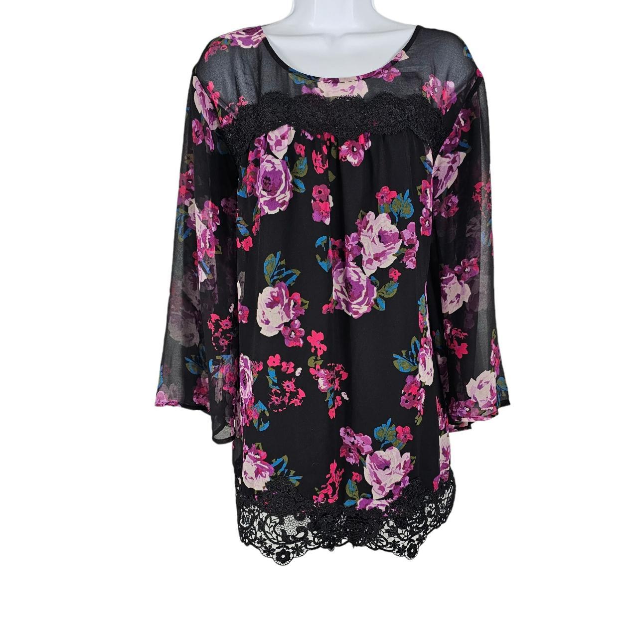 4x Lane Bryant Pink Black Floral Lace Plus Size Depop