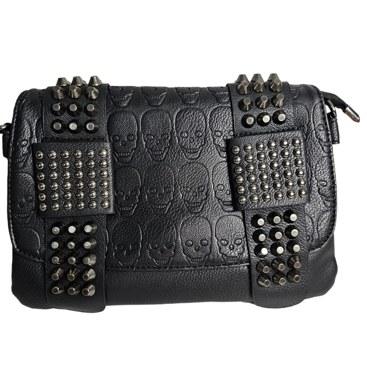 Black Skull Studded Rivet Shoulder Crossbody Bag... - Depop