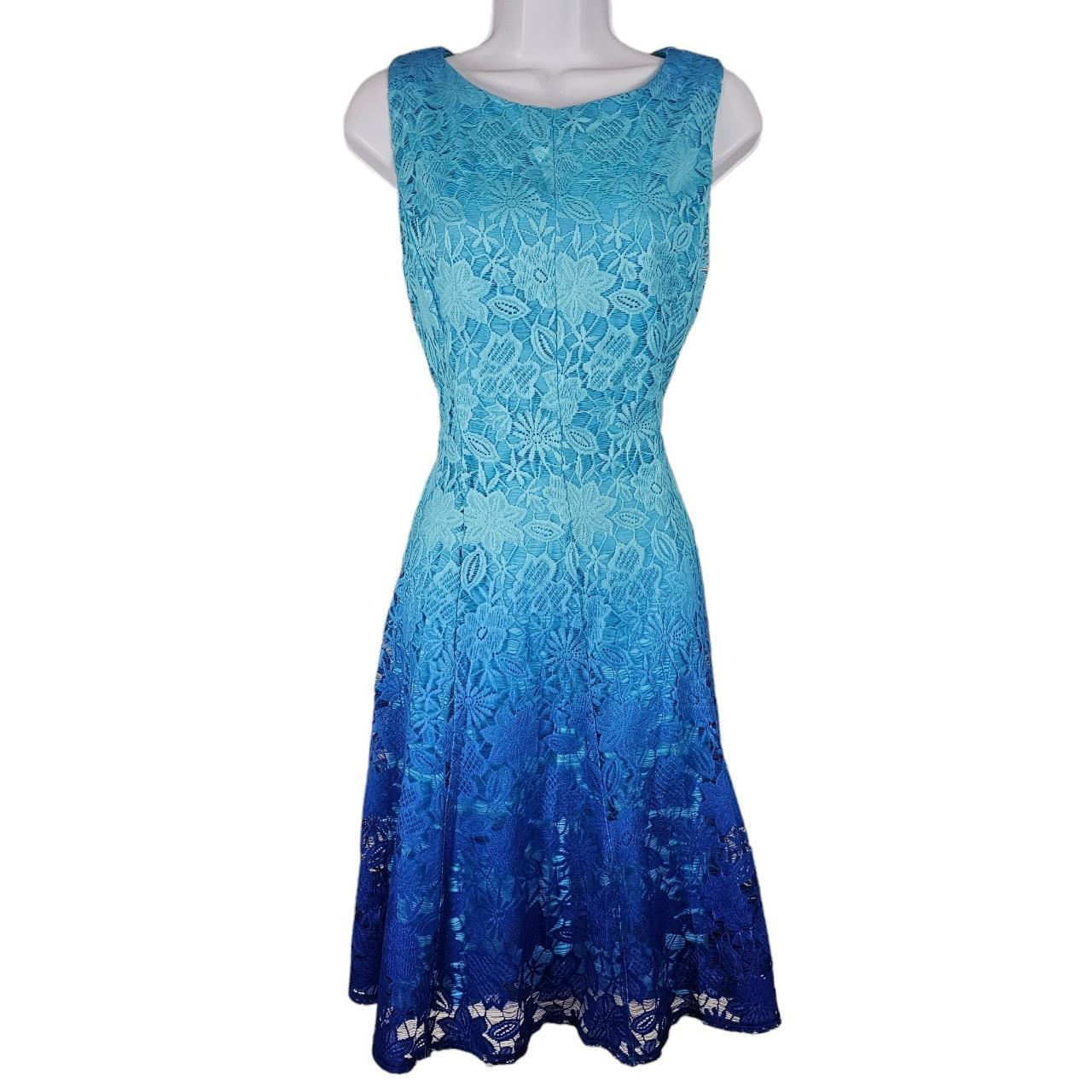 New York & Company Size 10 Blue Ombre Lace A-Line... - Depop