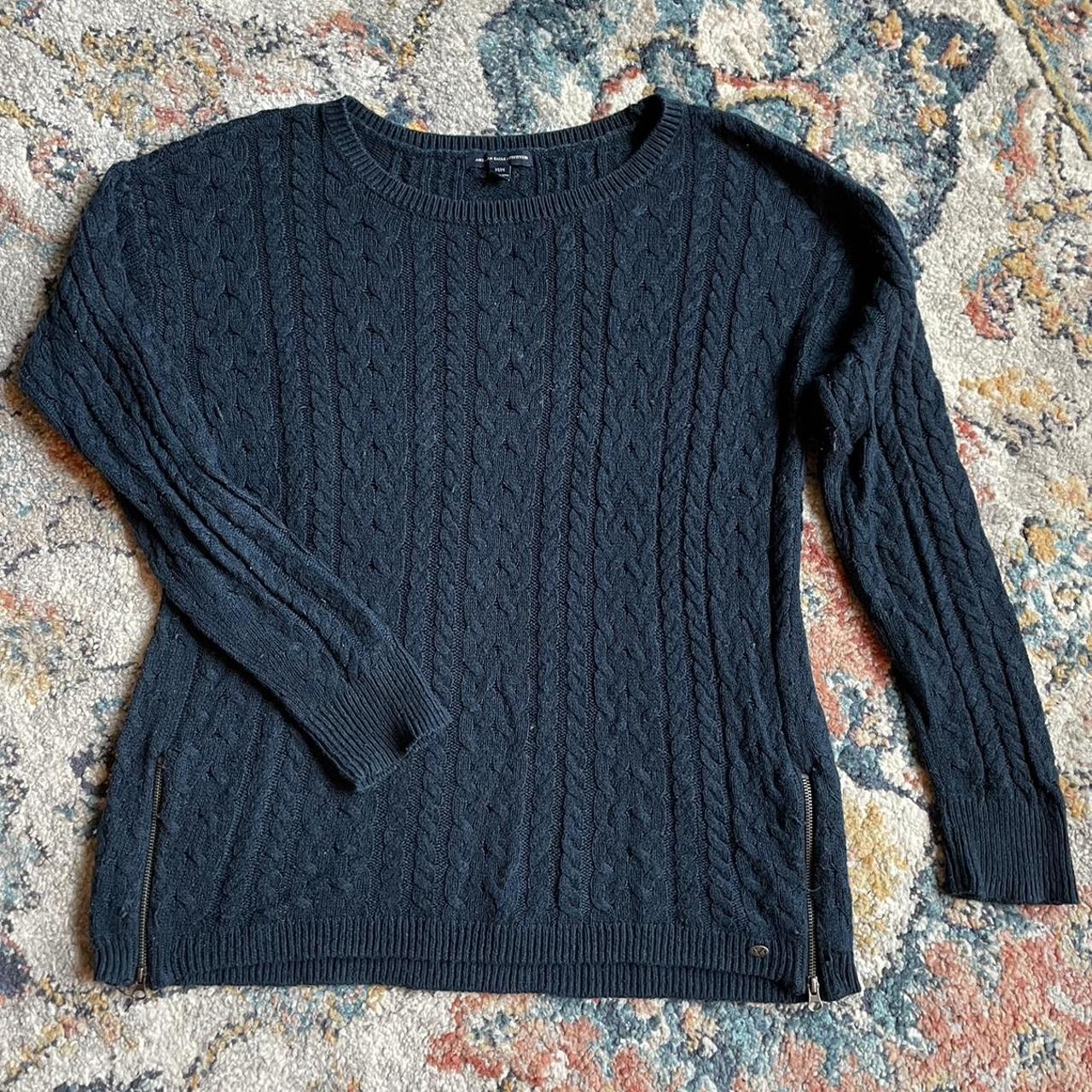 American Eagle navy blue sweater with size zips.... - Depop